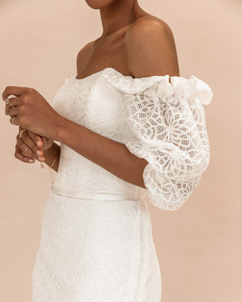 Off-Shoulder Satin Gown