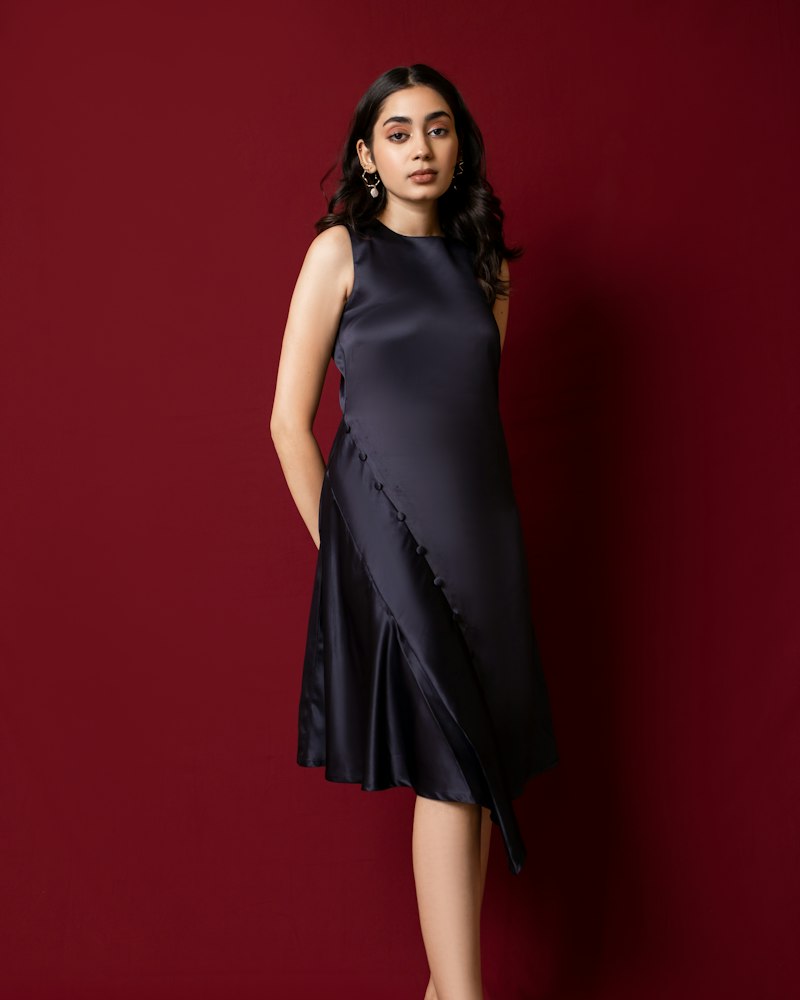 Satin Wrap Midi Dress